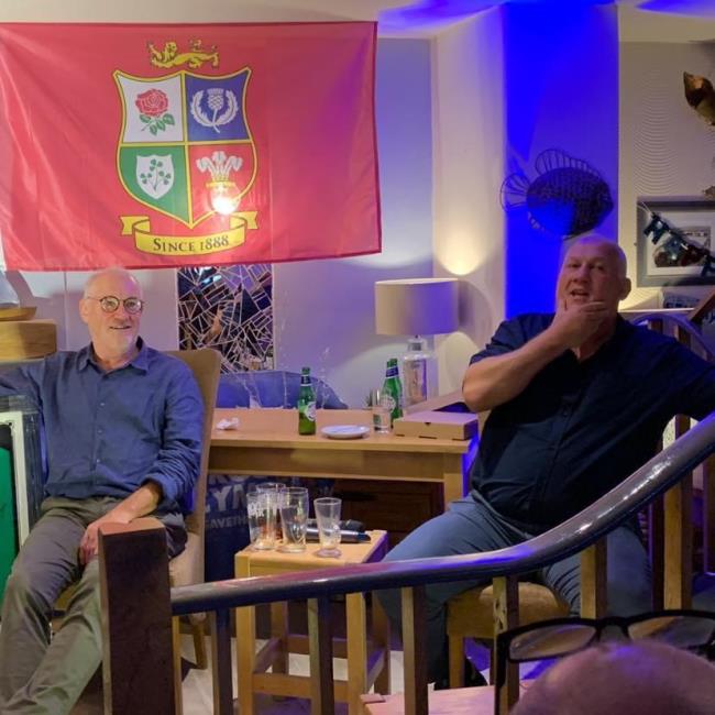 Eddie Butler and Mike Ruddock at a Lions Legends evening